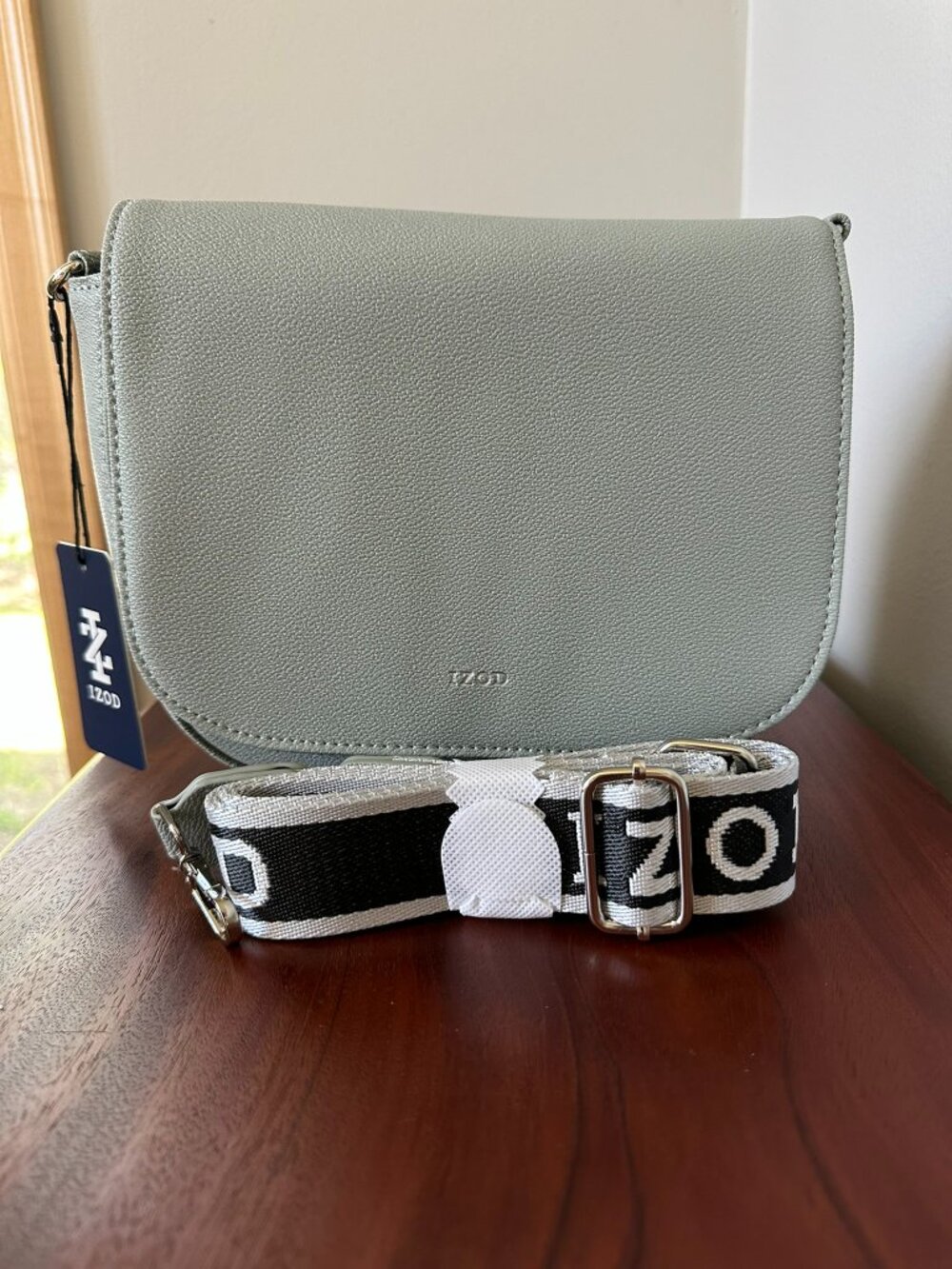Izod Adjustable Cross Body Sage Saddle Bag Purse NWT